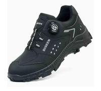 Scarpe Antinfortunistiche Con Lacci A Bottone, Scarpe Antinfortunistiche Anti-sfondamento E Anti-perforazione, Scarpe Da Ginnastica In Gomma Antiscivolo, Scarpe Con Punta In Acciaio(Black,44 EU)