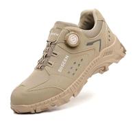 Scarpe Antinfortunistiche Con Lacci A Bottone, Scarpe Antinfortunistiche Anti-sfondamento E Anti-perforazione, Scarpe Da Ginnastica In Gomma Antiscivolo, Scarpe Con Punta In Acciaio(Beige,42 EU)
