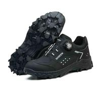 Scarpe Antinfortunistiche Con Lacci A Bottone, Scarpe Antinfortunistiche Anti-sfondamento E Anti-perforazione, Scarpe Da Ginnastica In Gomma Antiscivolo, Scarpe Con Punta In Acciaio(Black,39 EU)
