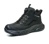 Scarpe Antinfortunistiche Con Lacci A Manopola, Scarpe Con Punta In Acciaio, Scarpe Antinfortunistiche Anti-sfondamento E Anti-perforazione, Scarpe Da Ginnastica Antiscivolo For Avventure(Black,43 EU)