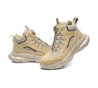 Scarpe Antinfortunistiche Con Lacci A Manopola, Scarpe Con Punta In Acciaio, Scarpe Antinfortunistiche Anti-sfondamento E Anti-perforazione, Scarpe Da Ginnastica Antiscivolo For Avventure(Khaki,42 EU)