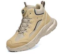Scarpe Antinfortunistiche Con Lacci A Manopola, Scarpe Con Punta In Acciaio, Scarpe Antinfortunistiche Anti-sfondamento E Anti-perforazione, Scarpe Da Ginnastica Antiscivolo For Avventure(Khaki,41 EU)
