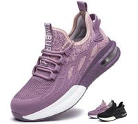 Scarpe Antinfortunistiche Donna Leggere e Comode Scarpe da Lavoro Uomo Antiscivolo con Punta in Acciaio Scarpe Sicurezza Traspiranti, Viola, 37EU