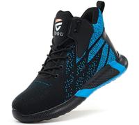 Scarpe Antinfortunistiche Uomo Alte Scarpe da Lavoro Donna Leggere e Comode con Punta in Acciaio Scarpe Sicurezza Traspiranti 8081 Blu/48