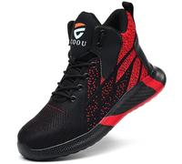 Scarpe Antinfortunistiche Uomo Alte Scarpe da Lavoro Donna Leggere e Comode con Punta in Acciaio Scarpe Sicurezza Traspiranti 8081 Rosso/41
