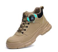 Scarpe Antinfortunistiche Uomo Donna Alte Impermeabile Scarpe da Lavoro con Punta in Acciaio Leggere Scarponi Antinfortunistiche Antiscivolo Scarpe Sicurezza Regolazione Rapida dei Lacci,marrone,44 EU