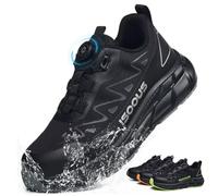 Scarpe Antinfortunistiche Uomo Donna S3S Impermeabili Scarpe da Lavoro ESD Leggere Comode Punta in Acciaio Lacci Rapidi Nero Grigio 46 EU