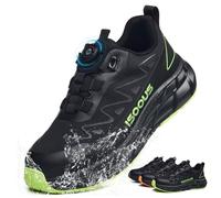 Scarpe Antinfortunistiche Uomo Donna S3S Impermeabili Scarpe da Lavoro ESD Leggere Comode Punta in Acciaio Lacci Rapidi Nero Verde 47 EU