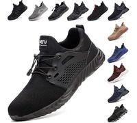 Scarpe Antinfortunistiche Uomo Donna Scarpe da Lavoro con Punta in Acciaio Scarpe da Cantiere Leggere Traspiranti Sneaker Sportive di Sicurezza Nero Blu Grigio Verde Rosa 36-48 EU Nero 47