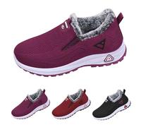 Scarpe antiscivolo da donna, spesse e calde, foderate in pelliccia, alla caviglia, comode, leggere, invernali, per attività all'aperto, antiscivolo, con supporto per arco plantare, Viola, 39.5 EU