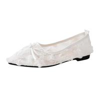 Scarpe ballerine da donna, estive, eleganti, basse, in pizzo, Mary Jane | Scarpe da sera con fiocco, eleganti e comode, leggere e traspiranti, per la festa della mamma