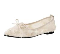 Scarpe ballerine da donna, estive, eleganti, basse, in pizzo, Mary Jane | Scarpe da sera con fiocco, eleganti e comode, leggere e traspiranti, per la festa della mamma