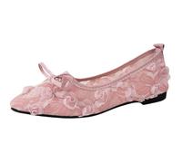 Scarpe ballerine da donna, estive, eleganti, basse, in pizzo, Mary Jane | Scarpe da sera con fiocco, eleganti e comode, leggere e traspiranti, per la festa della mamma