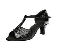 Scarpe Ballo Donna Tacco Basso Comodi Punta Aperta Scarpe Tango Argentino Kizomba Samba Sandali con Cinturino alla Caviglia Professionale Scarpe da Ballo Modern Jazz Valzer per Partito