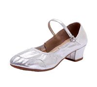 Scarpe Ballo Latino Donna Eleganti Argento Scarpe da Sposa Elegante Regolabili Scarpe Morbido Chiuse Scarpe per Il Tango con Strass Scarpette Professionale Rosse per Feste di Matrimonio
