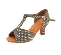 Scarpe Ballo Latino Donna Tacco 5.5cm Morbide E Comode Classici Per Ragazze Chacha Salsa Jazz Ballroom Principianti Pratica Sandali Da Danza Glitterati Balli Latini Moderni Tango Bachata Scarpe