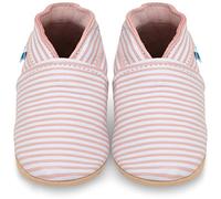 Scarpe Bambina Scarpine Neonati in Morbida Pelle - Strisce Rosa - 6-12 Mesi