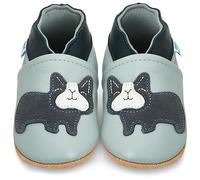 Scarpe Bambini Scarpine Neonato in Morbida Pelle - Bulldog Grigio - 0-6 Mesi