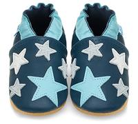 Scarpe Bambino in Morbida Pelle Ciabatte Neonato - Stelle Blu - 0-6 Mesi