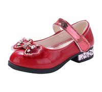Scarpe Bambino Ragazza Torna a Scuola Scarpa Principessa Ragazza Glitter Bambini Mary Jane Scarpe da Danza Scarpe Tacco Alto Bambini Party Pompe, rosso, 27 EU