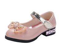 Scarpe Bambino Ragazza Torna a Scuola Scarpa Principessa Ragazza Glitter Bambini Mary Jane Scarpe da Danza Scarpe Tacco Alto Bambini Party Pompe, beige, 32 EU