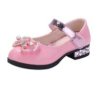 Scarpe Bambino Ragazza Torna a Scuola Scarpa Principessa Ragazza Glitter Bambini Mary Jane Scarpe da Danza Scarpe Tacco Alto Bambini Party Pompe, Rosa, 26 EU