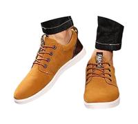 Scarpe basse casual da uomo, con tomaia in pelle scamosciata, stile retrò, scarpe basse con lacci, leggere e comode, calzature da esterno con fondo spesso a goccia zero per l'uso quotidiano, Marrone
