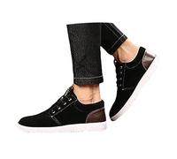 Scarpe basse casual da uomo, con tomaia in pelle scamosciata, stile retrò, scarpe basse con lacci, leggere e comode, calzature da esterno con fondo spesso a goccia zero per l'uso quotidiano, Blu, 41 1