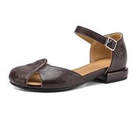 Scarpe Basse Casual Donna Peep Toe Intrecciate Cinturino A T Tallone Chiuso Sandali Leggeri Estivi per Lavoro E Diario Design Traspirante E Comodo,Marrone,35 EU