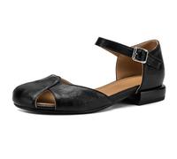 Scarpe Basse Casual Donna Peep Toe Intrecciate Cinturino A T Tallone Chiuso Sandali Leggeri Estivi per Lavoro E Diario Design Traspirante E Comodo,Nero,41 EU