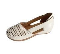 Scarpe basse chiuse da donna, con zeppa, per il tempo libero, per pendolari, in rete, estive, con supporto per l'arco, per passeggiate e viaggi, bianco, 40 EU