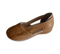 Scarpe basse chiuse da donna, con zeppa, per il tempo libero, per pendolari, in rete, estive, con supporto per l'arco, per passeggiate e viaggi, marrone, 38 EU