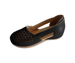 Scarpe basse chiuse da donna, con zeppa, per il tempo libero, per pendolari, in rete, estive, con supporto per l'arco, per passeggiate e viaggi, Nero , 42 EU
