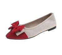 Scarpe basse classiche con punta a punta piatta scarpe da donna a maglia, scarpe da sera morbide comode ed eleganti tacco basso chunky lavoro pompe scarpe da passeggio, Rosso 1, 43 EU