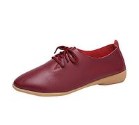 Scarpe basse con lacci da donna, in pizzo, da lavoro, da donna, in pelle, moderne, da donna, classiche, in pelle, traspiranti, per il tempo libero, scarpe da danza tango comode, Vino, 39 EU
