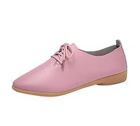 Scarpe basse con lacci da donna, in pizzo, da lavoro, da donna, in pelle, moderne, da donna, classiche, in pelle, traspiranti, per il tempo libero, scarpe da danza tango comode, Colore: rosa., 38 EU