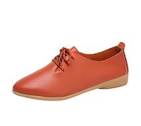 Scarpe basse con lacci da donna, in pizzo, da lavoro, da donna, in pelle, moderne, da donna, classiche, in pelle, traspiranti, per il tempo libero, scarpe da danza tango comode, Colore: arancione., 41