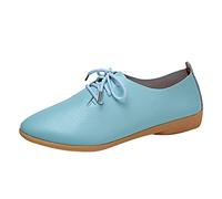 Scarpe basse con lacci da donna, in pizzo, da lavoro, da donna, in pelle, moderne, da donna, classiche, in pelle, traspiranti, per il tempo libero, scarpe da danza tango comode, Azzurro, 37 EU
