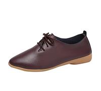 Scarpe basse con lacci da donna, in pizzo, da lavoro, da donna, in pelle, moderne, da donna, classiche, in pelle, traspiranti, per il tempo libero, scarpe da danza tango comode, caffè, 39 EU