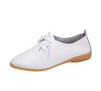Scarpe basse con lacci da donna, in pizzo, da lavoro, da donna, in pelle, moderne, da donna, classiche, in pelle, traspiranti, per il tempo libero, scarpe da danza tango comode, bianco, 40 EU