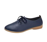 Scarpe basse con lacci da donna, in pizzo, da lavoro, da donna, in pelle, moderne, da donna, classiche, in pelle, traspiranti, per il tempo libero, scarpe da danza tango comode, Blu scuro, 39 EU