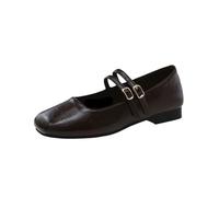 Scarpe Basse da Donna, alla Moda, con Punta Quadrata, Mary Jane Basse, morbide e Casual, for Le Scarpe da Donna(Brown,35 EU)