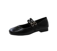 Scarpe Basse da Donna, alla Moda, con Punta Quadrata, Mary Jane Basse, morbide e Casual, for Le Scarpe da Donna(Black,39EU)