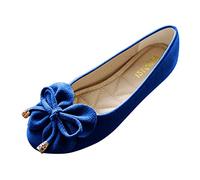 Scarpe basse da donna - Ballerina scarpe da ballo chiuse Slip On Slipper con fiocco, eleganti scarpe da barca comode, scarpe da jazz, leggere per balli, Blu, 37 EU