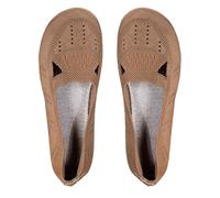 Scarpe basse da donna casual con punta arrotondata, estive, traspiranti, comode, in maglia, senza lacci, leggere, da scuola, design carino ed elegante, scarpe da lavoro, cachi, 42 EU
