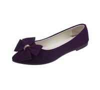Scarpe basse da donna con fiocco, eleganti, casual, comode, leggere, slip on walking, ballerine chiuse, mocassino, scarpe piatte, viola., 38 EU