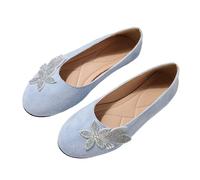 Scarpe basse da donna eleganti con strass, motivo floreale, senza lacci, stile casual | Scarpe basse da donna decorate con strass floreali che portano glamour ai comfort casual quotidiani