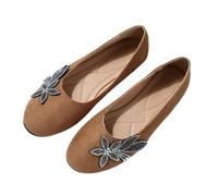 Scarpe basse da donna eleganti con strass, motivo floreale, senza lacci, stile casual | Scarpe basse da donna decorate con strass floreali che portano glamour ai comfort casual quotidiani