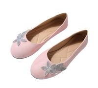 Scarpe basse da donna eleganti con strass, motivo floreale, senza lacci, stile casual | Scarpe basse da donna decorate con strass floreali che portano glamour ai comfort casual quotidiani