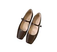 Scarpe Basse da Donna Mary Jane Color Argento con Suola Morbida e Tacco a Cuneo(Brown,38EU)